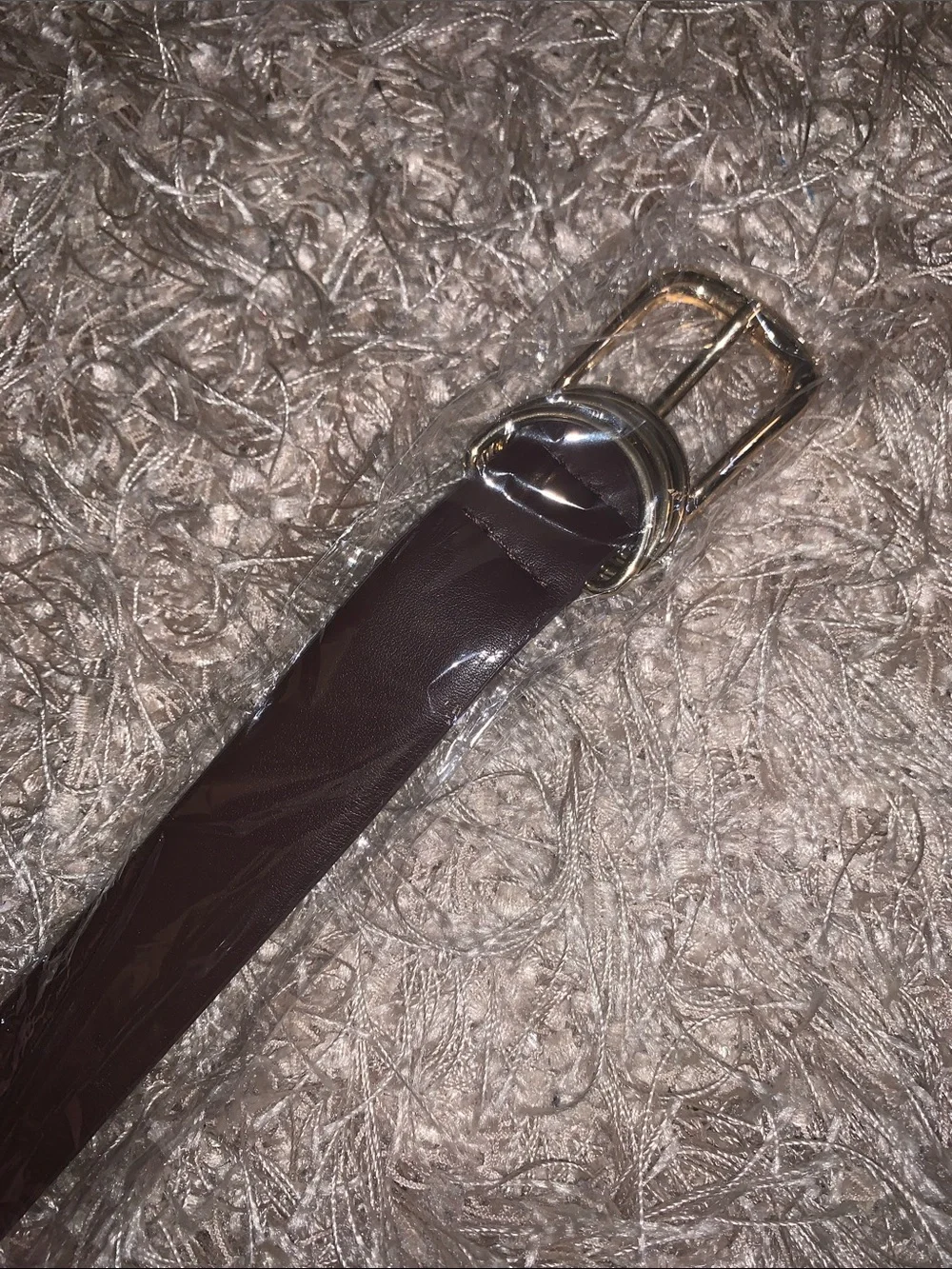 Dark Brown Leather Dress Belt with Gold Buckle - size probably XS see pics